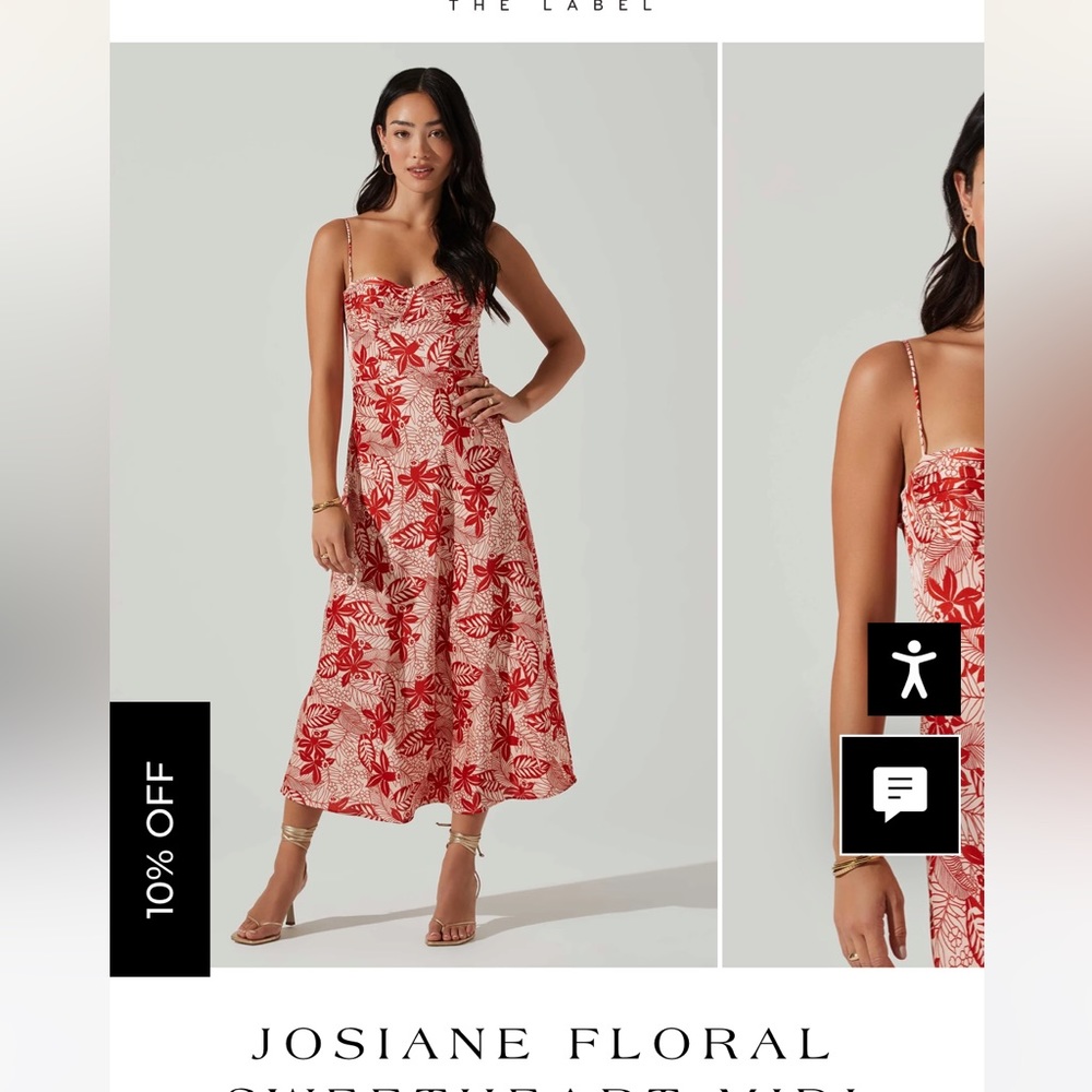 Astr The Label Josiane Floral Red Midi Dress SMALL